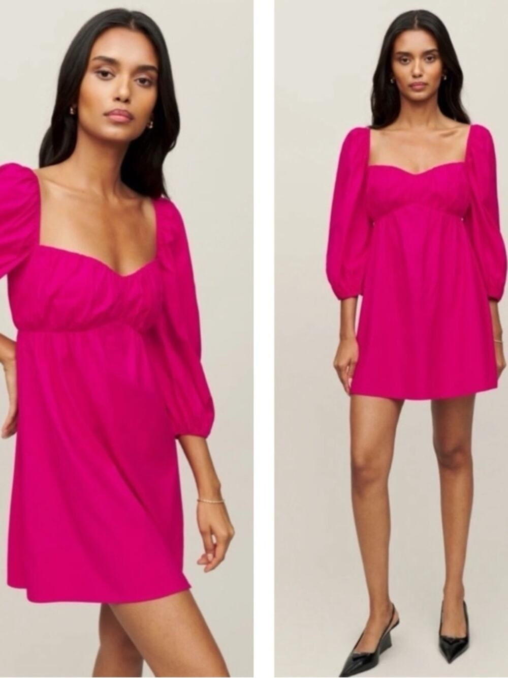 REFORMATION Farley Long Sleeve Pink Mini Dress Size 14